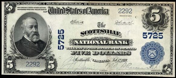 1902 Plain Back $5 bank note