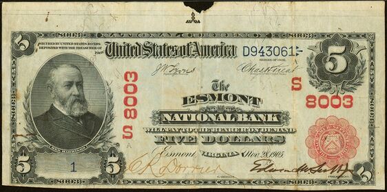 1902 Red Seal $5 bank note