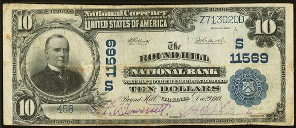 1902 Plain Back $10 bank note