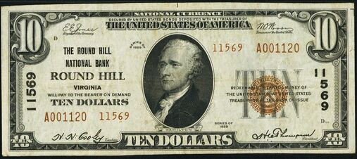1929 Type 2 $10 bank note