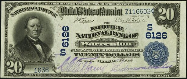 1902 Date Back $20 bank note