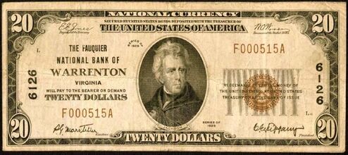 1929 Type 1 $20 bank note