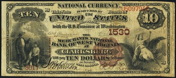 1882 Brown Back $10 bank note