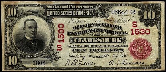 1902 Red Seal $10 bank note
