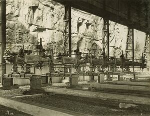 506 Battery of gantry type travelling drilling machines 6ft arm light fabricating shop Milsons Point. 7-4-1929