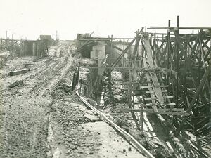 526 Construction of pairs of railway tunnels northwards from Little Essex Street. 6-6-1929