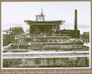 527 Erection of piers for arch viaduct south end of contract. 6-6-1929