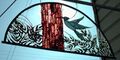 Stained glass panel "Dance at Stump" Town made by him, 2004