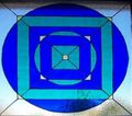Stained glass panel "Squares in the Circle" made by him, 2004