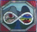 Stained glass panel "Star Thru" created by her and Marie, 2004