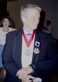 Anne Uebelacker with her medallion