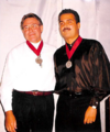 David Bowers (L) with his partner, Walter Perez. At Weave The Rose, 1998