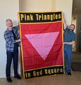 Pink Triangles in Red Square banner