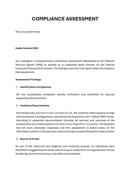 File:18 09 Compliance Assessment Geeta Kalwani signed.pdf