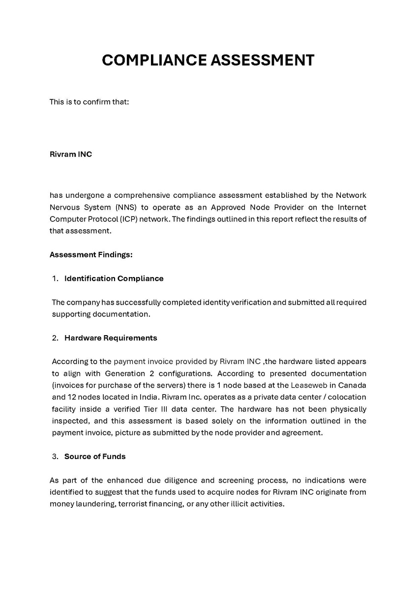 Compliance Assessment RIVRAM INC signed.pdf