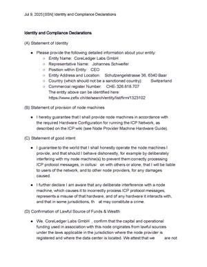 Identity and Compliance Declaration signed