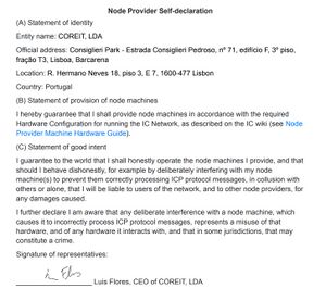 Node Provider Self-declaration