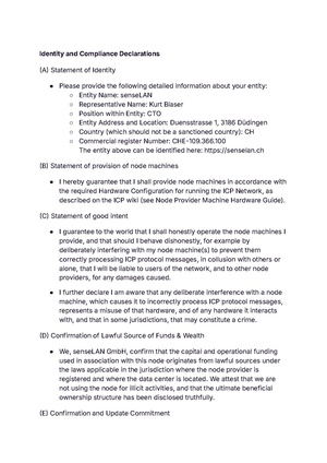 SenseLAN identity and compliance declaration