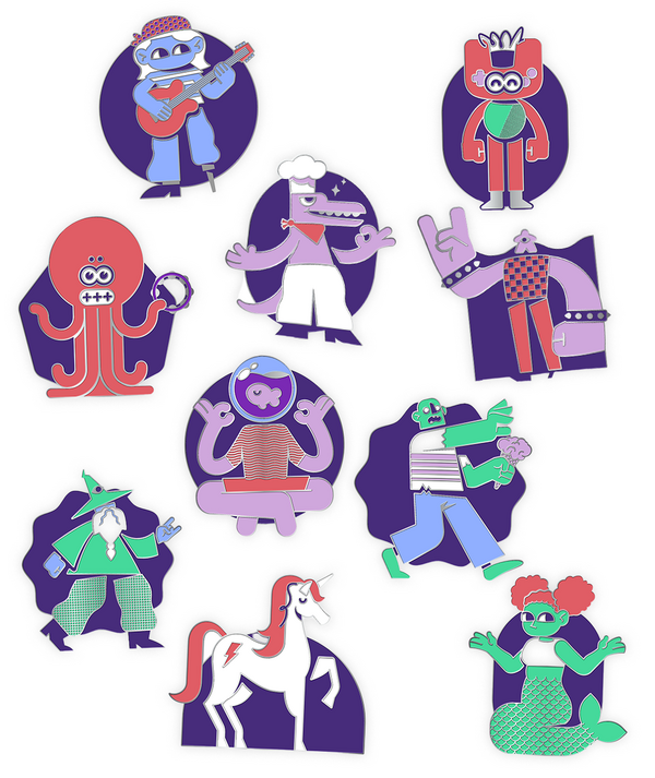 image of the ten different Cruise Pals character pins