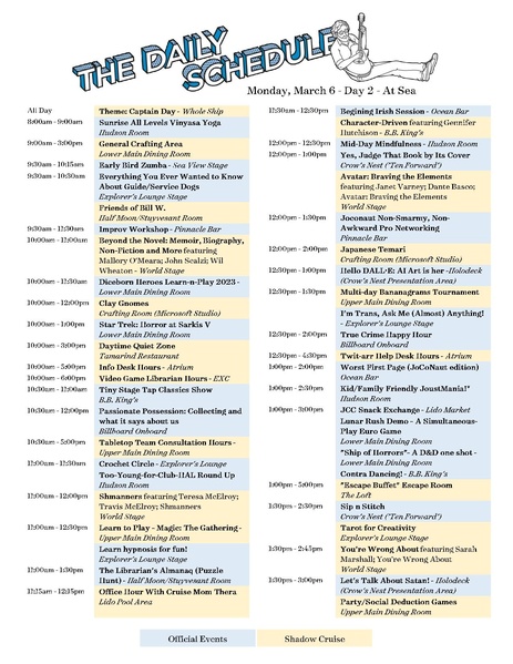 File:JoCo Cruise 2023 - Day 2 - Daily Schedule Flyer.pdf
