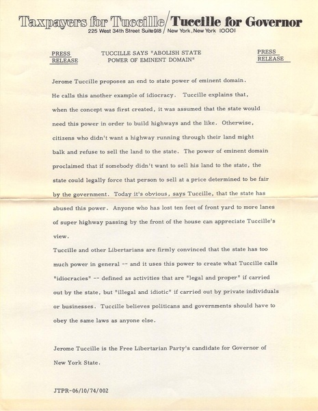 File:1974 Tuccille Press Release - Eminent Domain.pdf