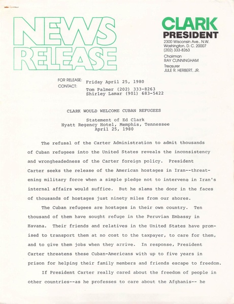 File:CAMPAIGNS Clark for President 1980-04-25 News Release.pdf
