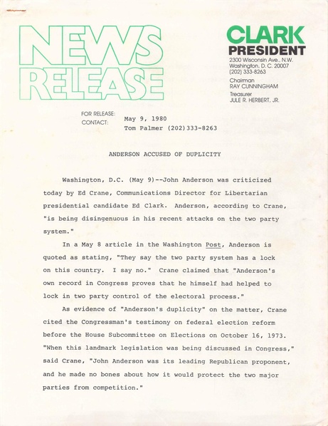 File:CAMPAIGNS Clark for President 1980-05-09 News Release.pdf