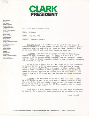 CAMPAIGNS Clark for President 1980-07-11 Campaign Update.pdf