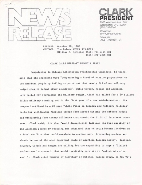 File:CAMPAIGNS Clark for President 1980-10-18 News Release.pdf