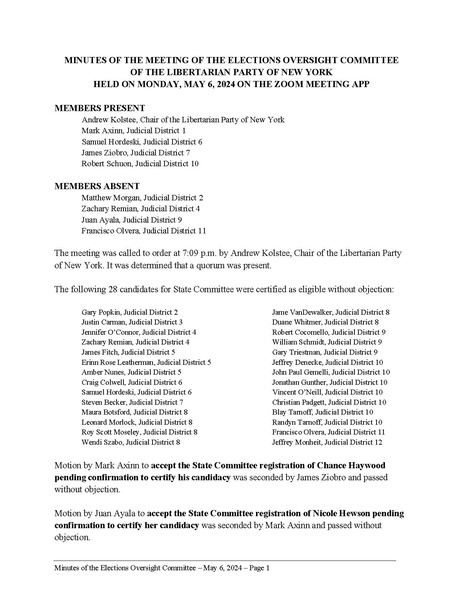 File:LPNY COMMITTEES Elections Oversight 2024-05-06 Minutes APPROVED 2024-07-29.pdf