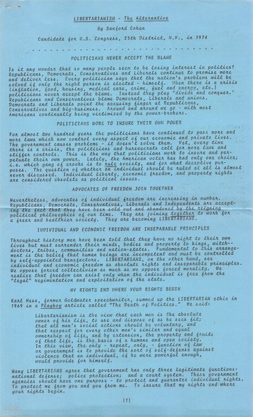 File:NY CAMPAIGNS 1974 Sanford Cohen for Congress Libertarianism The Alternative.pdf