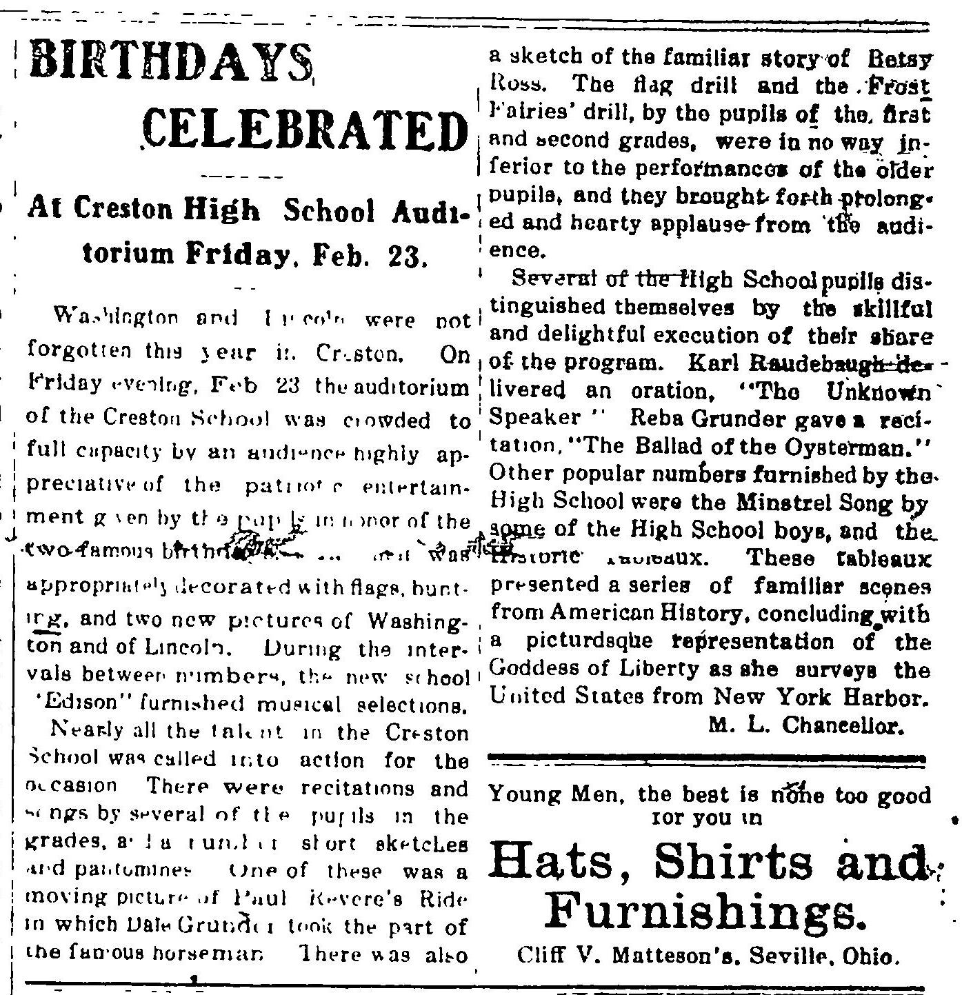 Page 1 of Creston Journal,published in Creston, Ohio on Wednesday, February 28th, 1917.jpeg