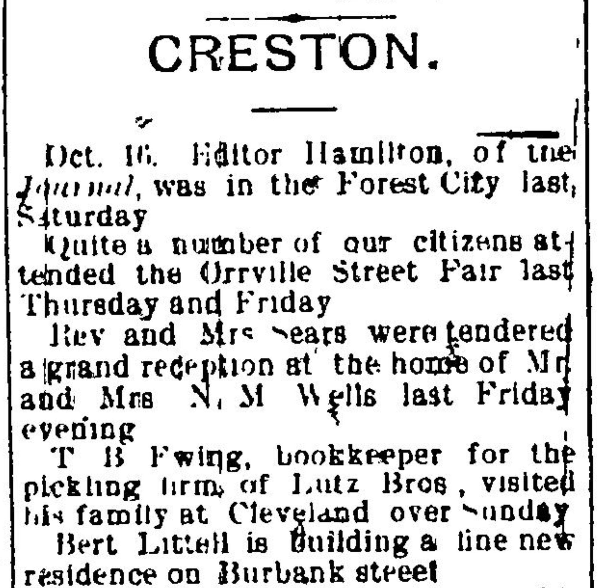 Page 1 of Wayne County Democrat,published in Wooster, Ohio on Wednesday, October 18th, 1899.jpeg