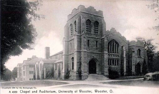 The old Memorial Chapel once located on the College of Wooster campus was designed by architect George C. Nimmons.