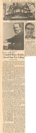 Newspaper article about the house becoming a dormitory at the College of Wooster from the Daily Record, 1962-DEC-01 p.12