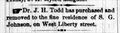 Dr. Todd purchased and moves in to the house known as Christmas Knoll in May of 1878. Wayne County Democrat, 1878-MAY-15 p.3.
