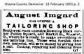 Wayne County Democrat 18 Feb 1891 p. 2