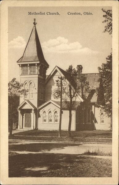 File:Methodist Church, Creston Ohio, Sepia Postcard.jpg