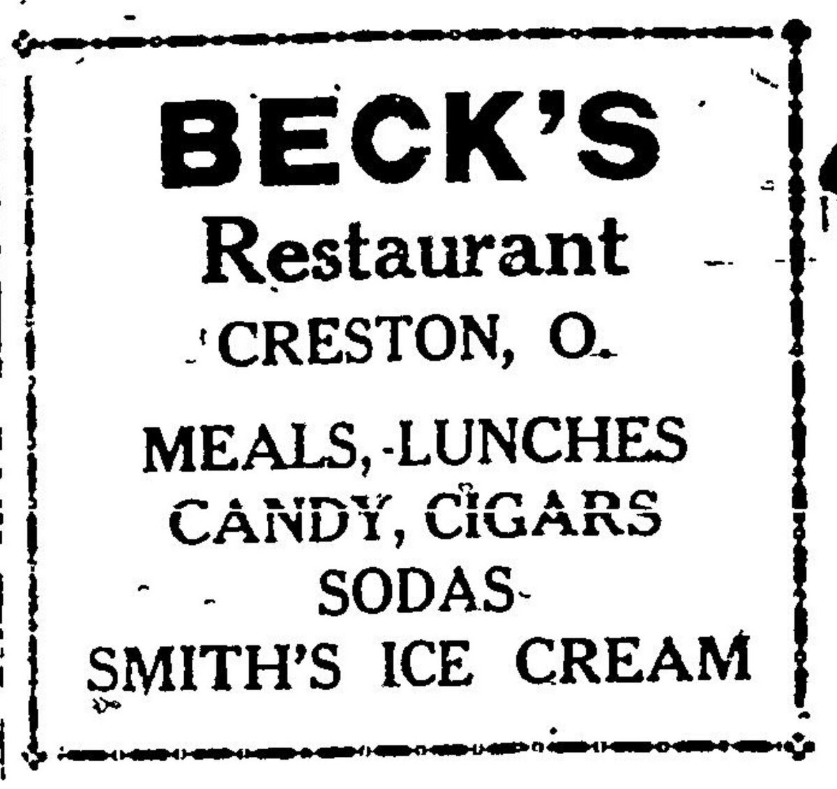 Beck's Restaurant Media Gallery Wayne County, Ohio Online Resource Center